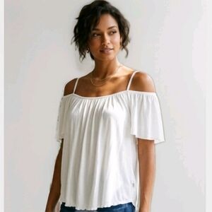 BAILEY 44 Flight Phase Short Sleeve Off Shoulder Lined Blouse Size Med.